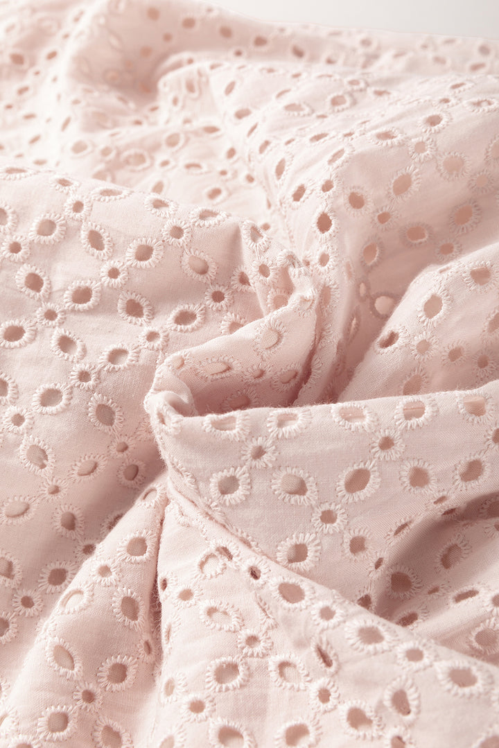 Delicacy Embroidered Eyelets Ruffled Hem Sleeveless Mini Dress