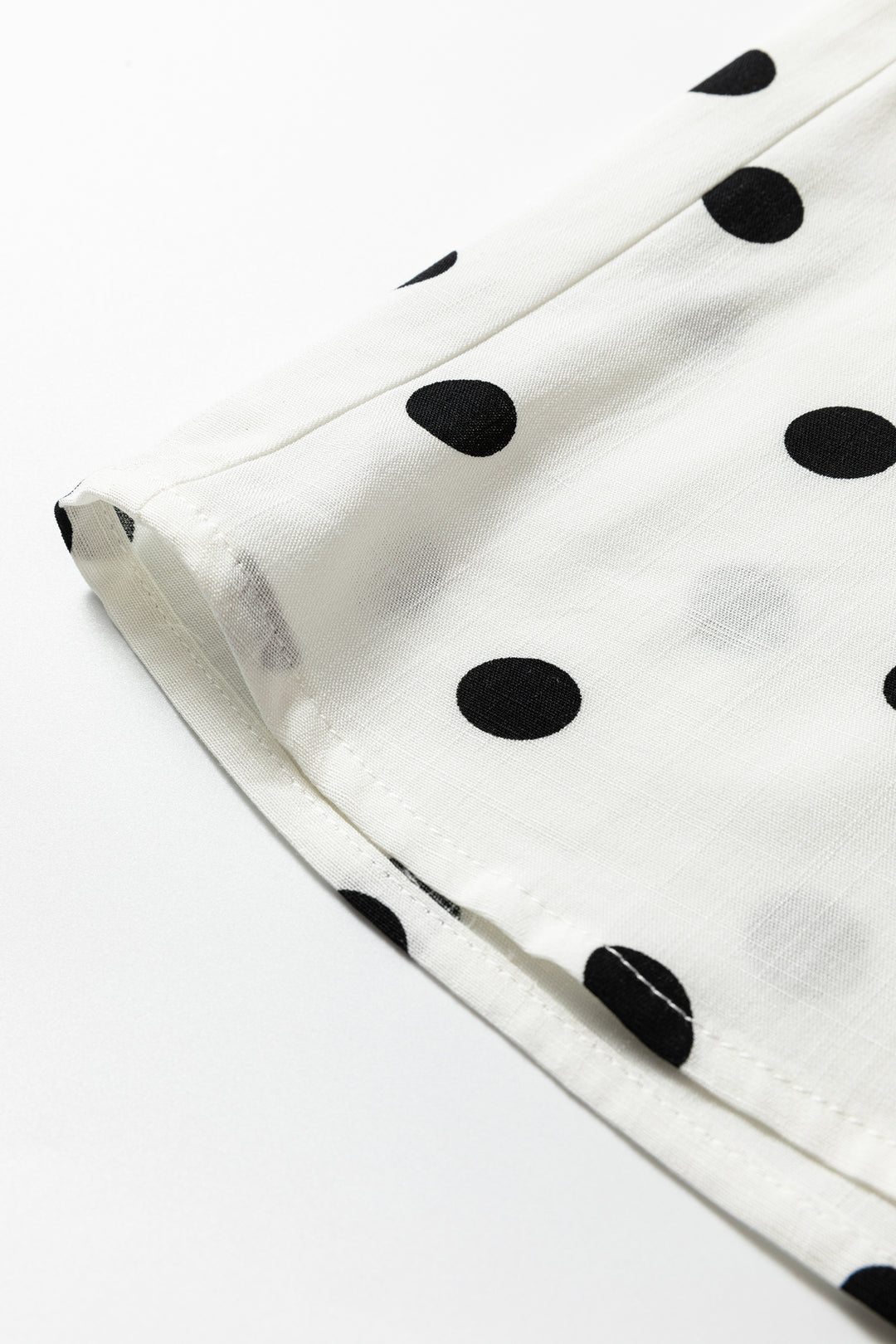 White Polka Dot Print Contrast Piping Elegant Shirt