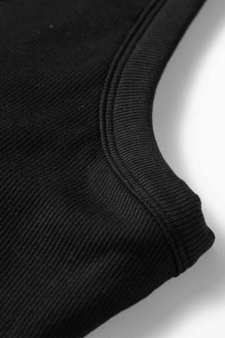 Black Slim Ribbed Padded Tank Top