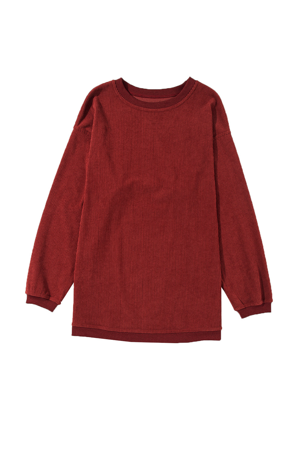 Racing Red Ribbed Corduroy Oversized Sweatshirt