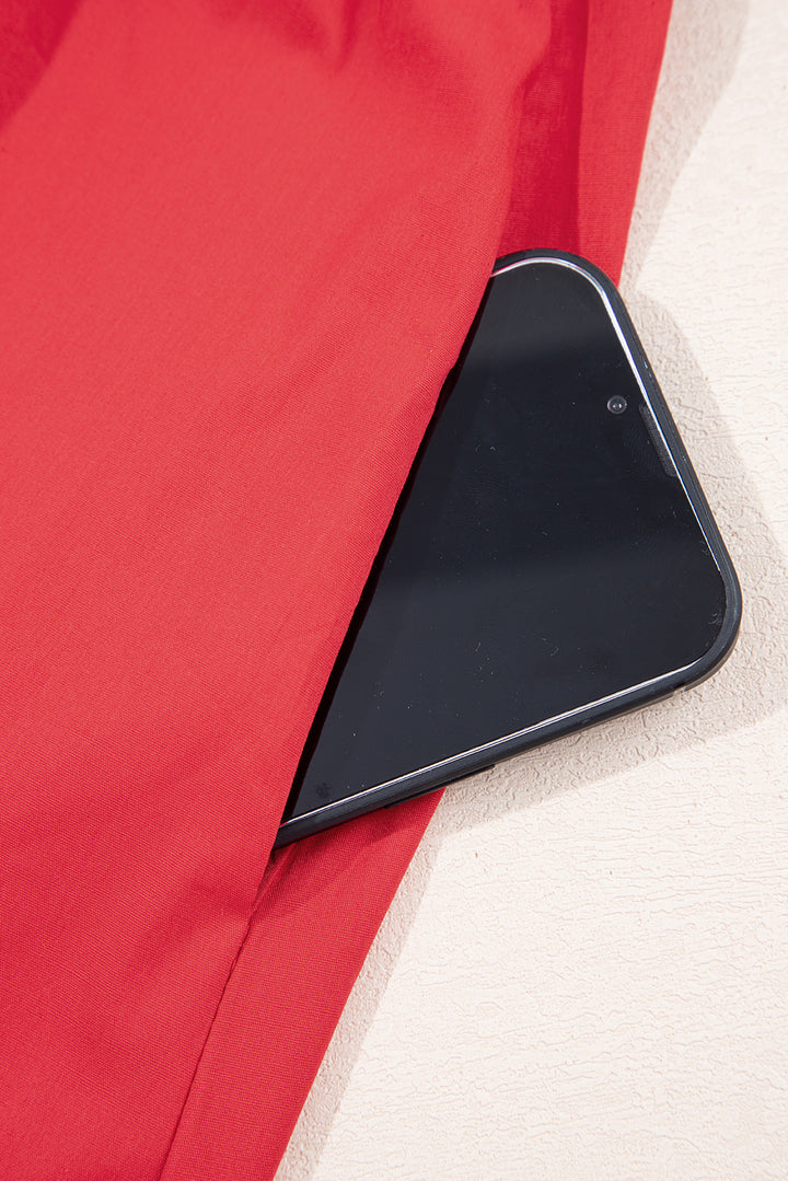 Pink V Neck Flutter Sleeve Smocked Bodice High Waist Ruffle Maxi Dress