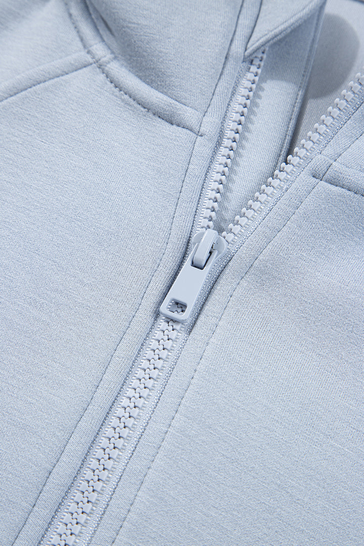 Beau Blue Half Zip Thumbhole Sleeve Hoodie Active Pants 2pcs Outfit