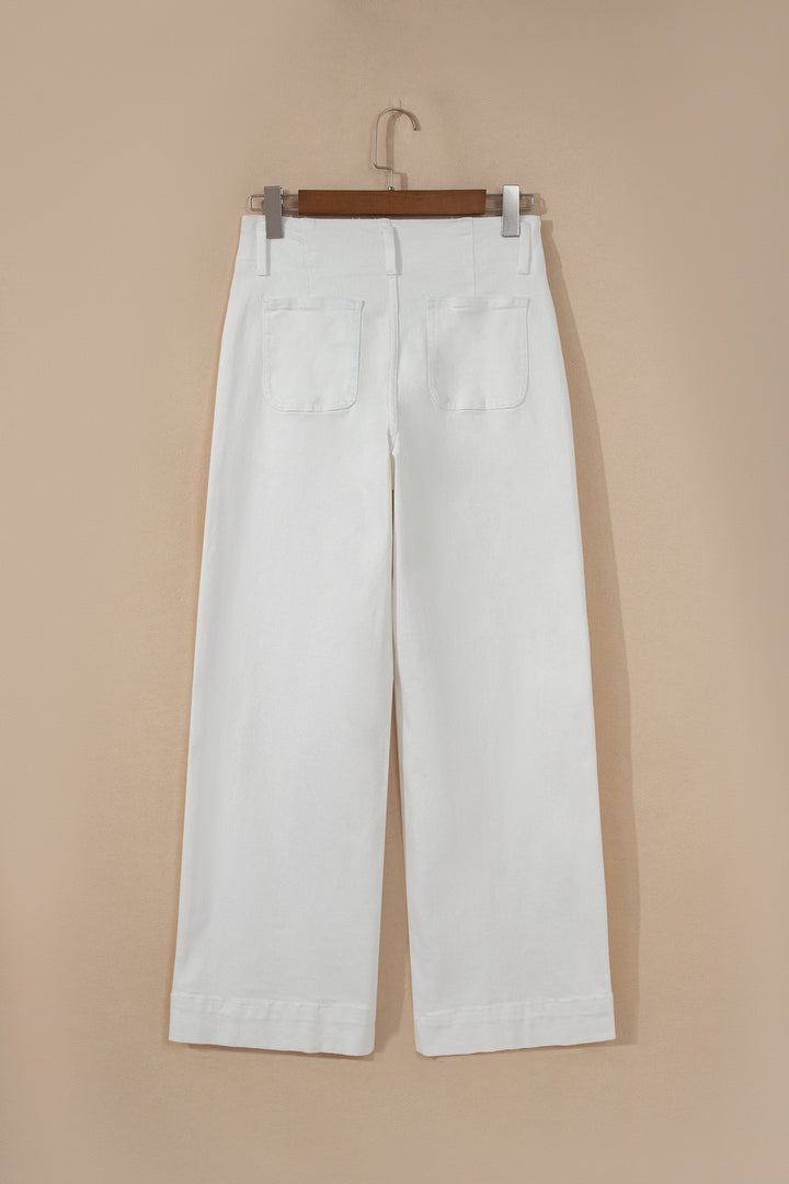 Black 2-Button High Waist Wide Leg Jeans