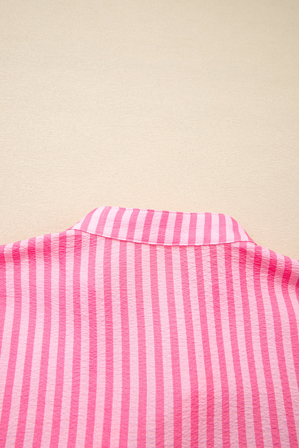 Pink Stripe Flare Sleeve Half Placket Tiered Flowy Mini Dress