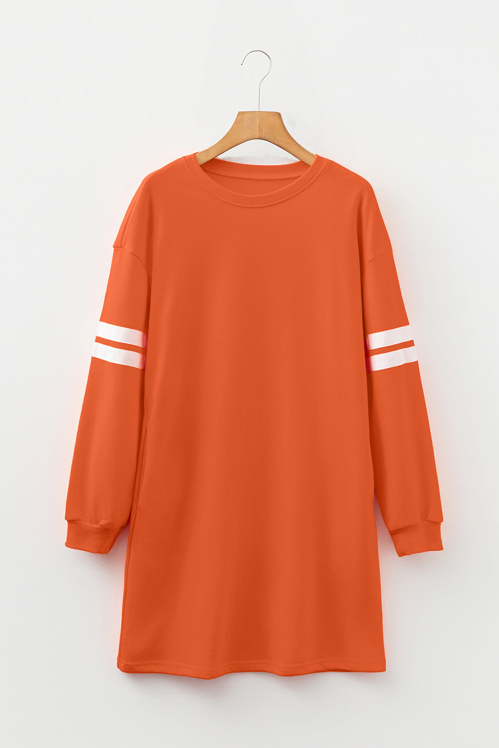 Orange Varsity Contrast Banded Sleeve Shift Sweatshirt Dress – Errabelly