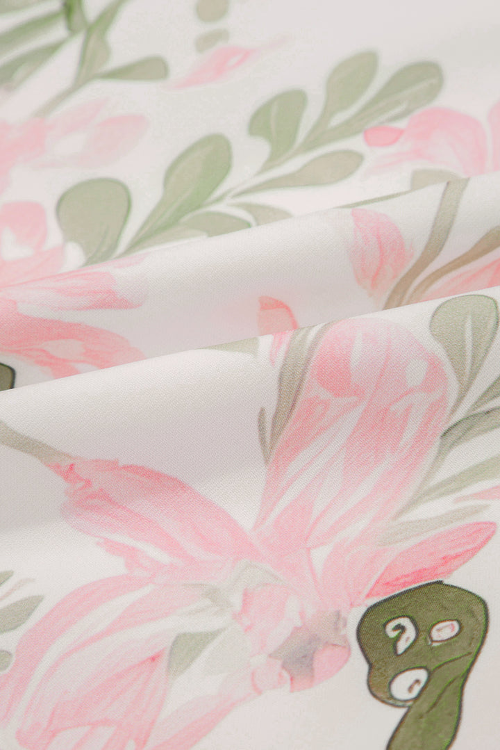 Orange Floral Contrast Edge Layered Short Sleeve Mini Dress