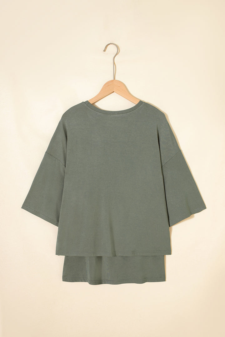 Black Solid Color Oversize Tee Tie Wrap Mini Skort 2pcs Set