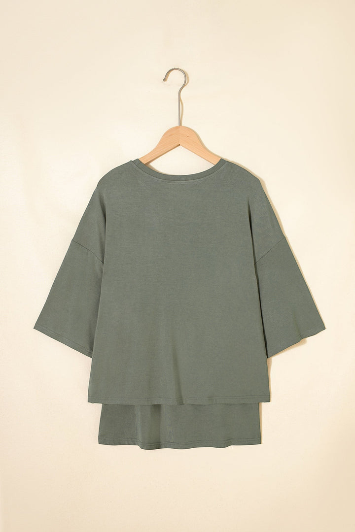 Laurel Green Solid Color Oversize Tee Tie Wrap Mini Skort 2pcs Set