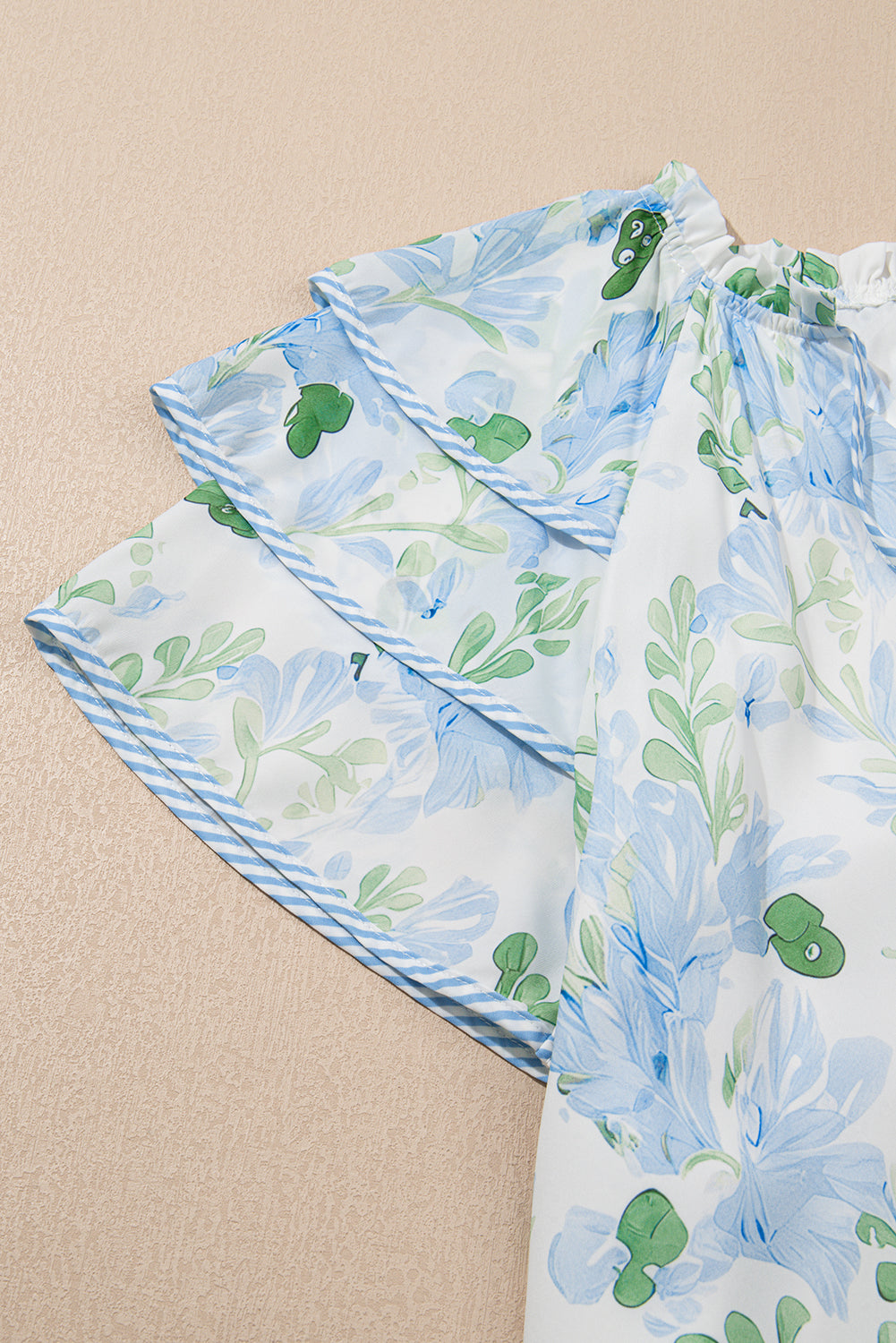 Orange Floral Contrast Edge Layered Short Sleeve Mini Dress