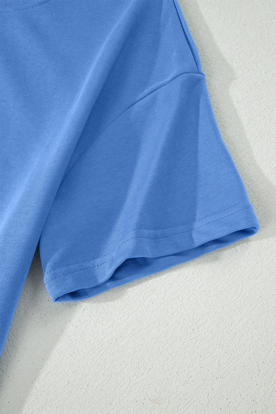 Sky Blue Solid Cover Oversize Tee Pocketed Casual Pants 2pcs Outfit