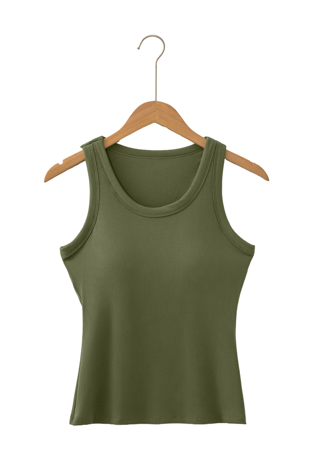 Black Slim Ribbed Padded Tank Top