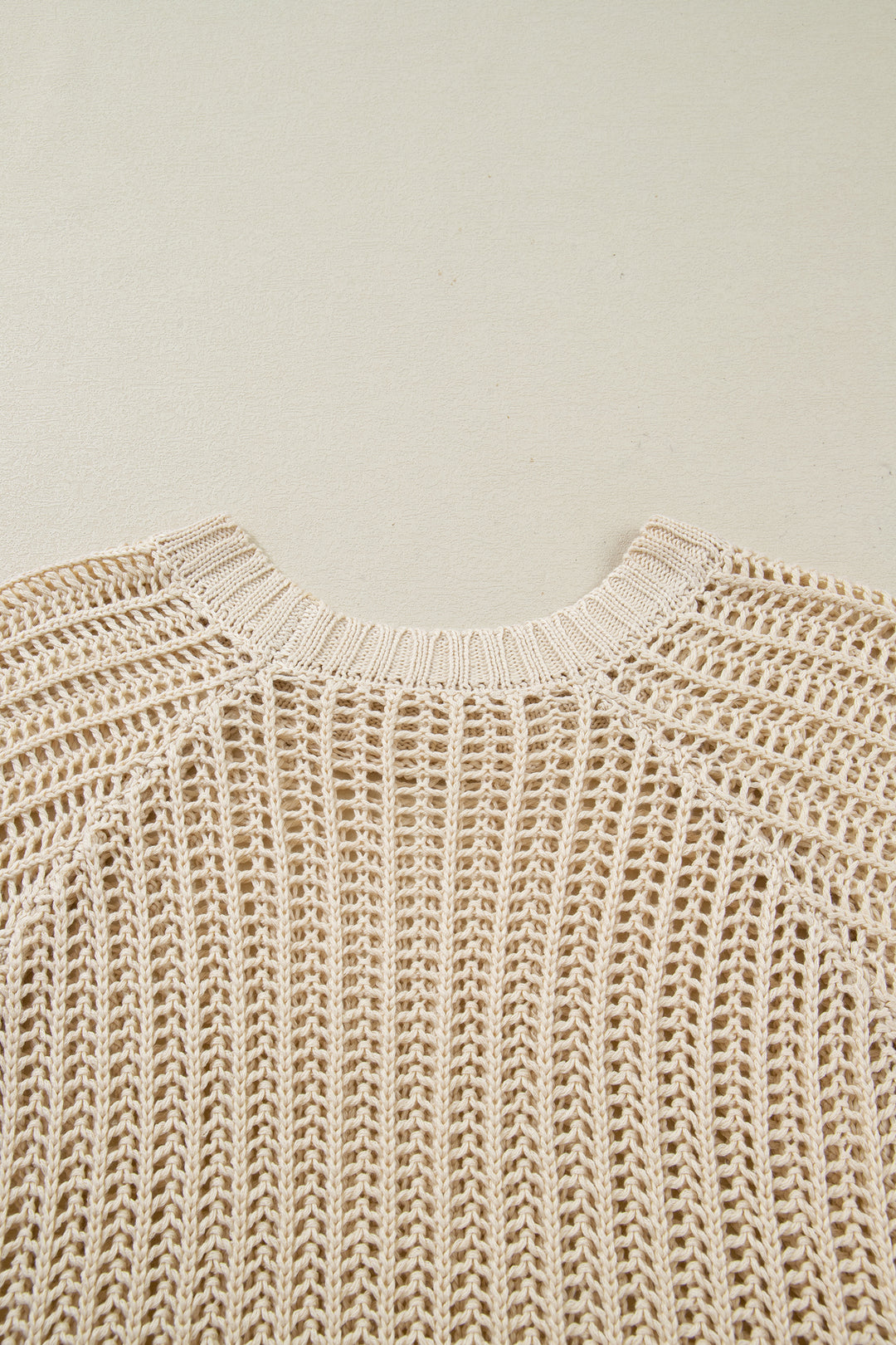 Apricot Plus Size Open Knit Bow Tie Short Sleeve Sweater