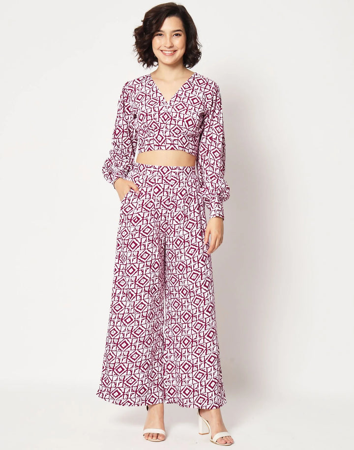 Maroon Digital Printed Co-ords Set | Women - Errabelly