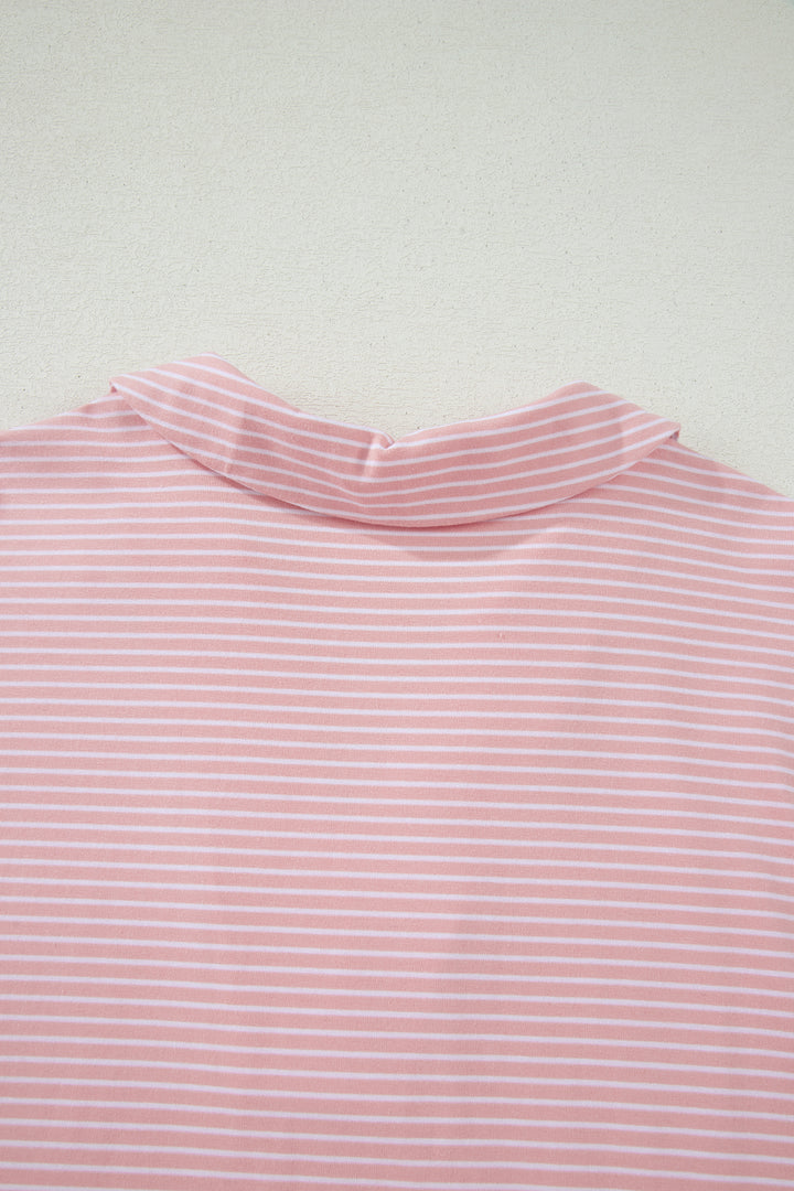Pink Stripe Dolman Sleeve Polo Shirt and Drawstring Shorts Set
