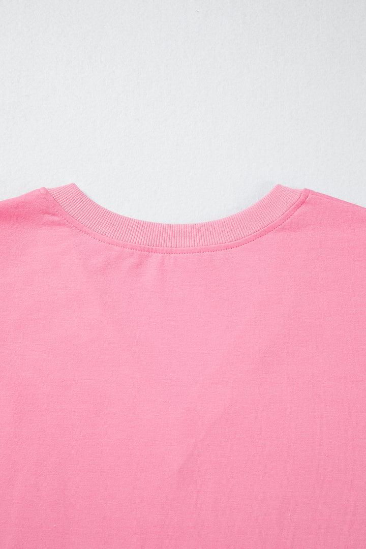 Bonbon Solid Color V Neck Short Puff Sleeve Blouse