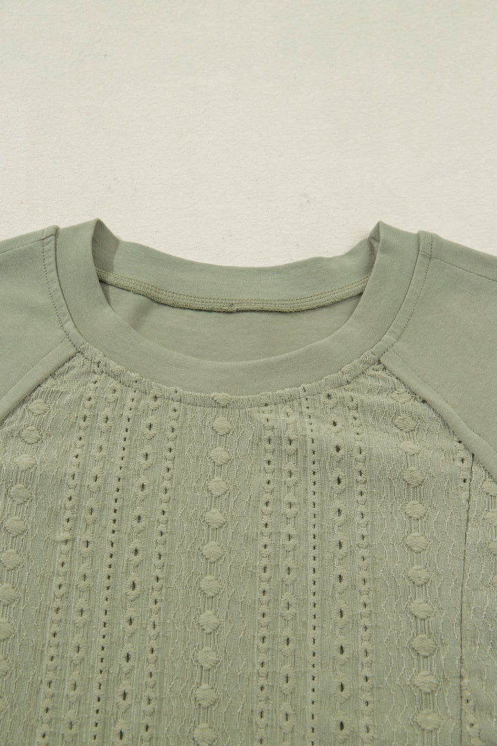 Laurel Green Jacquard Frilled Ruffled Long Sleeve Mini Dress