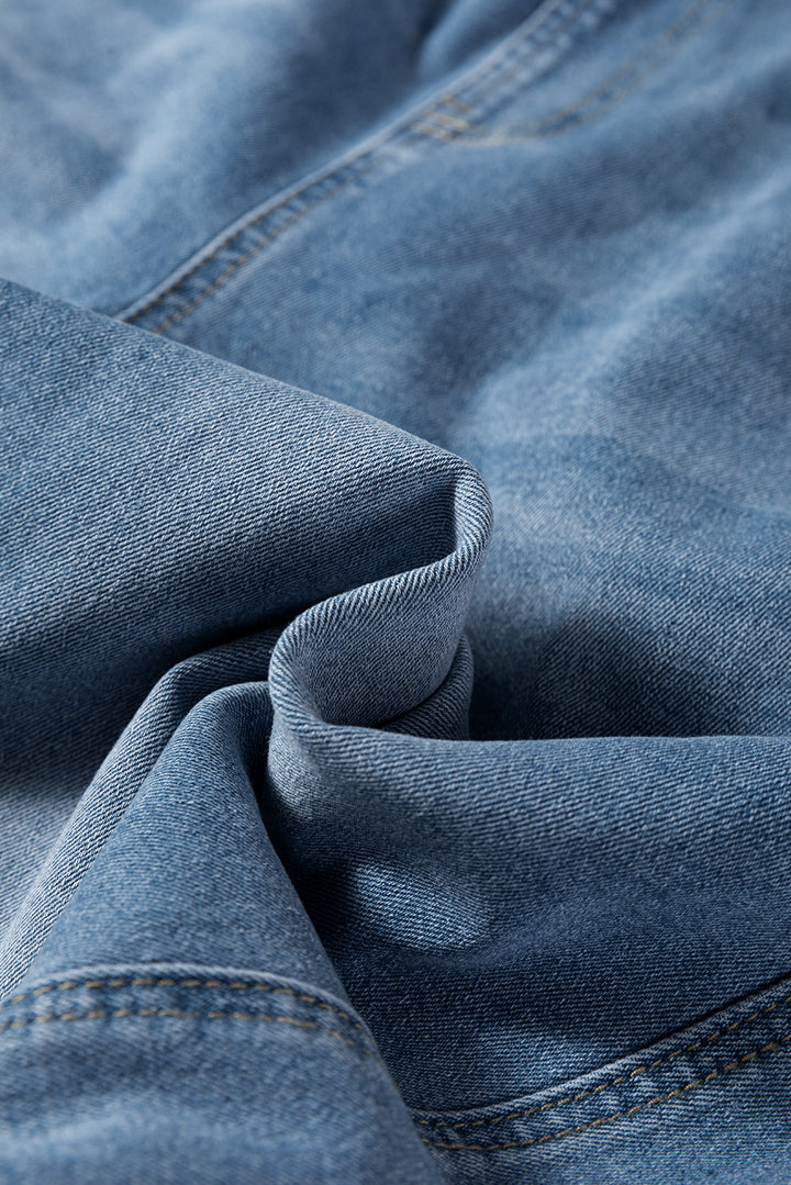 Dusk Blue Adjustable Buckle Barrel Denim Overalls