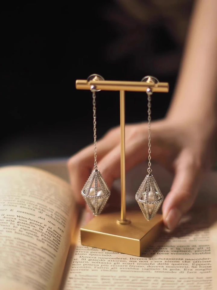 Niche Designer Natural Jewelry Personality European and American Style Qingdao Mid-Century Vintage Long Tassel Earrings