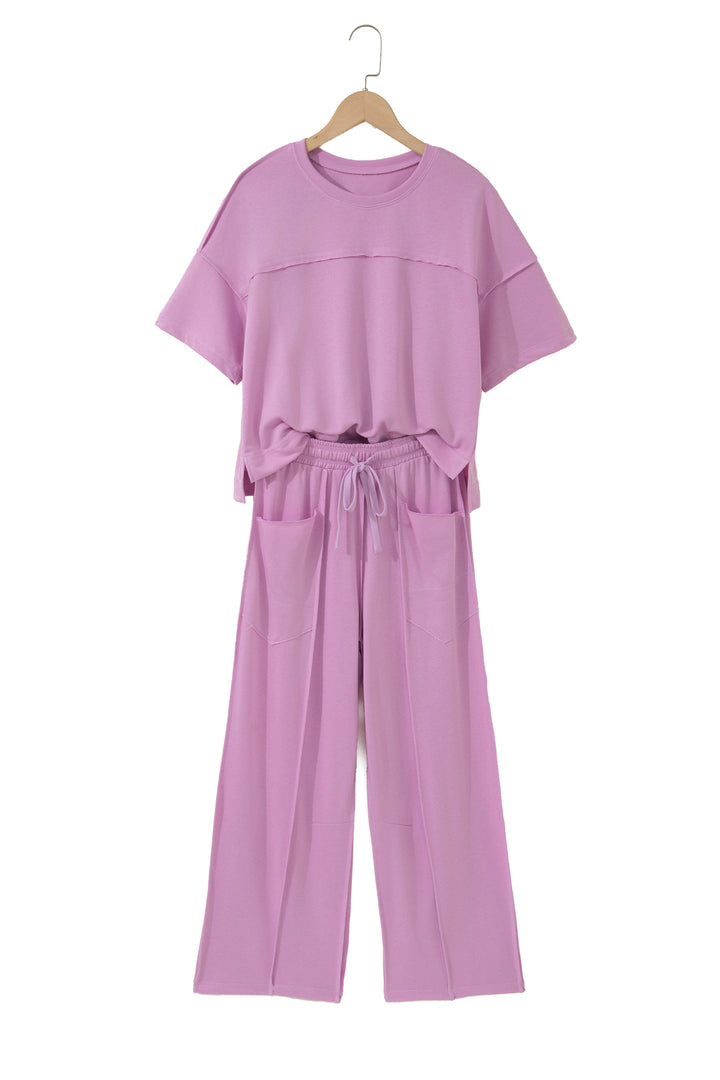 Mint Green Drop Shoulder Boxy Tee and Barrel Pants Set