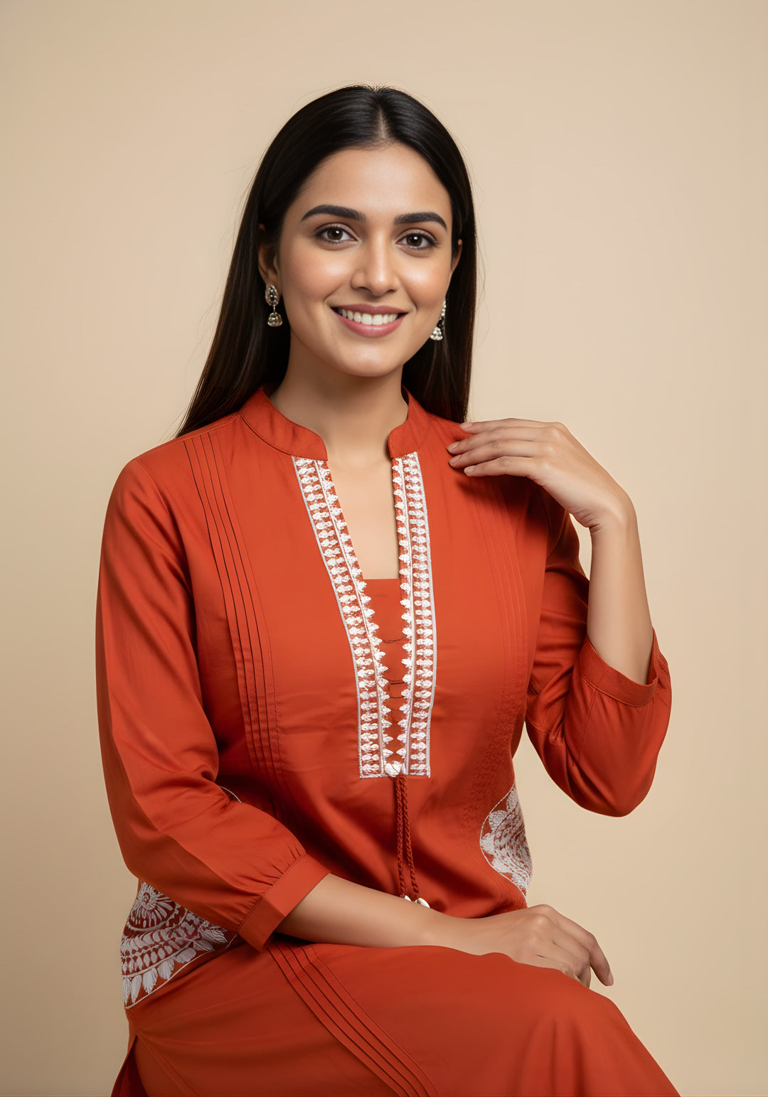Embroidered Straight Kurta Set with Pants