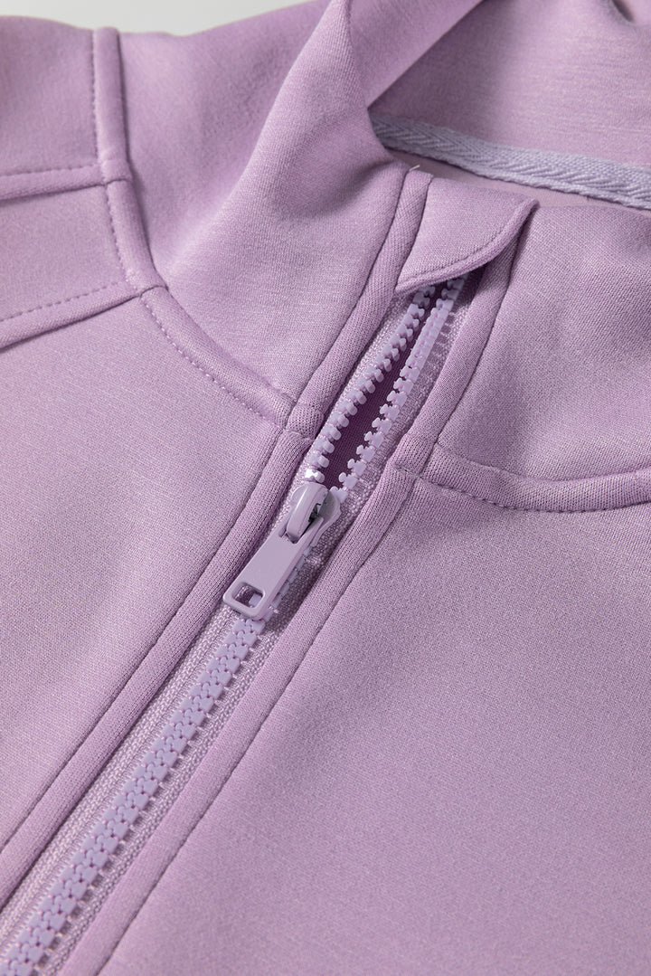 Orchid Bouquet Half Zip Thumbhole Sleeve Hoodie Active Pants 2pcs Outfit