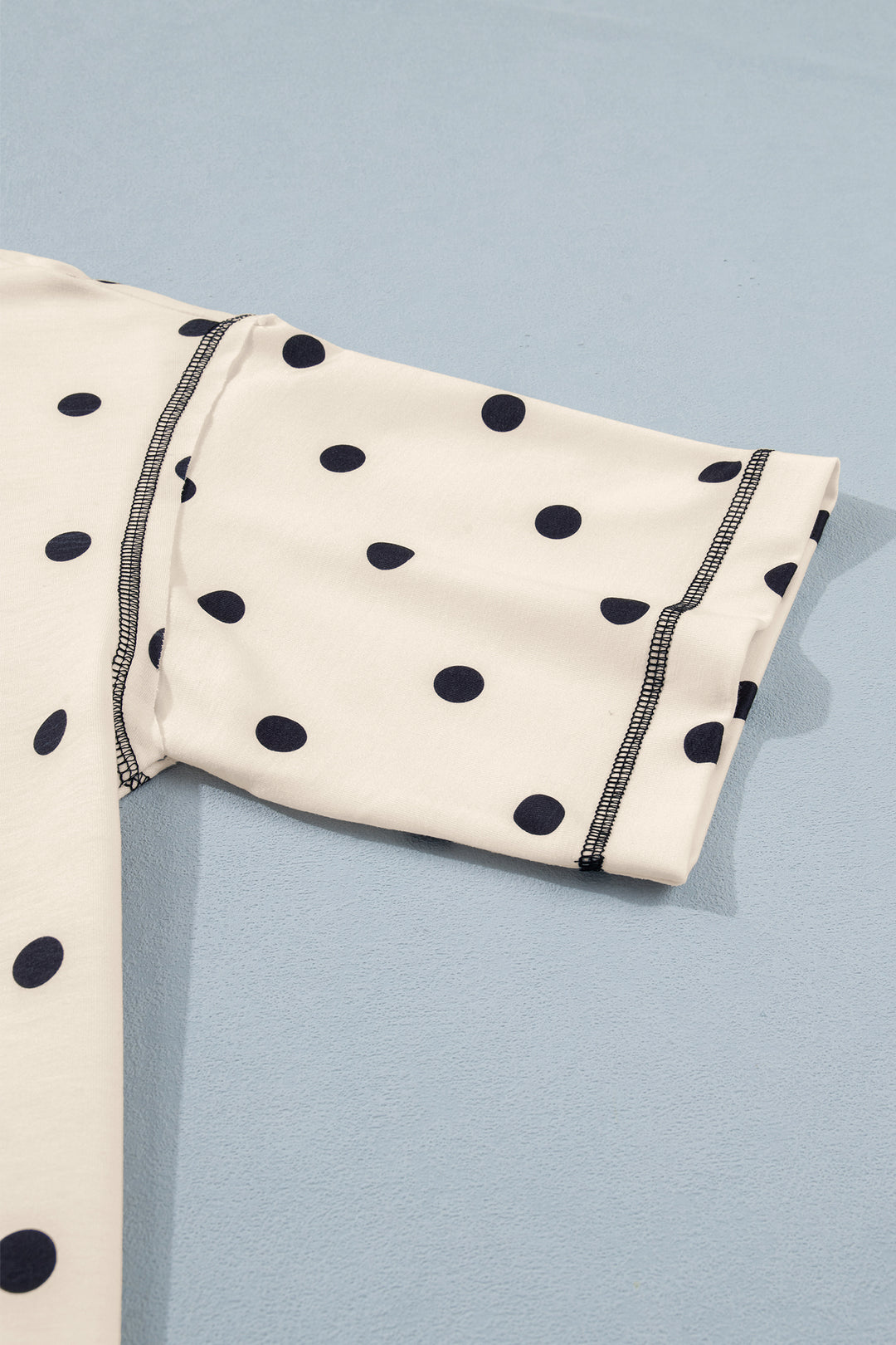 White Exposed Seam Detail Polka Dot Loose Tee Drawstring Shorts Set
