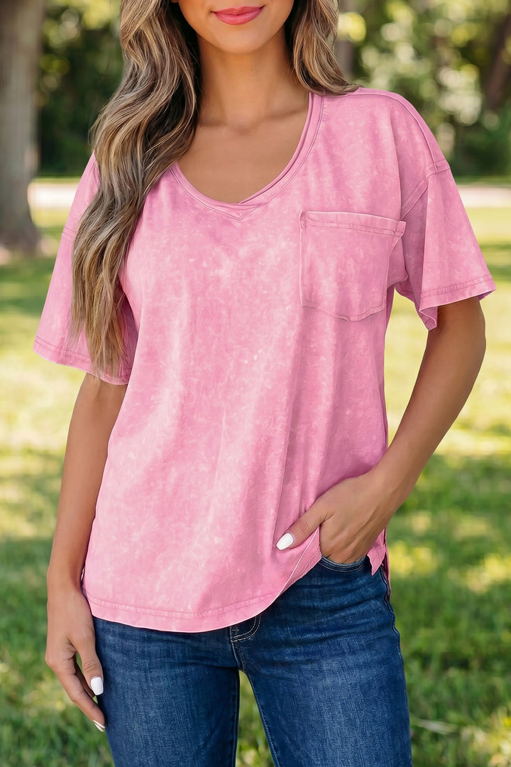 Blue Cotton Mineral Wash T Shirt