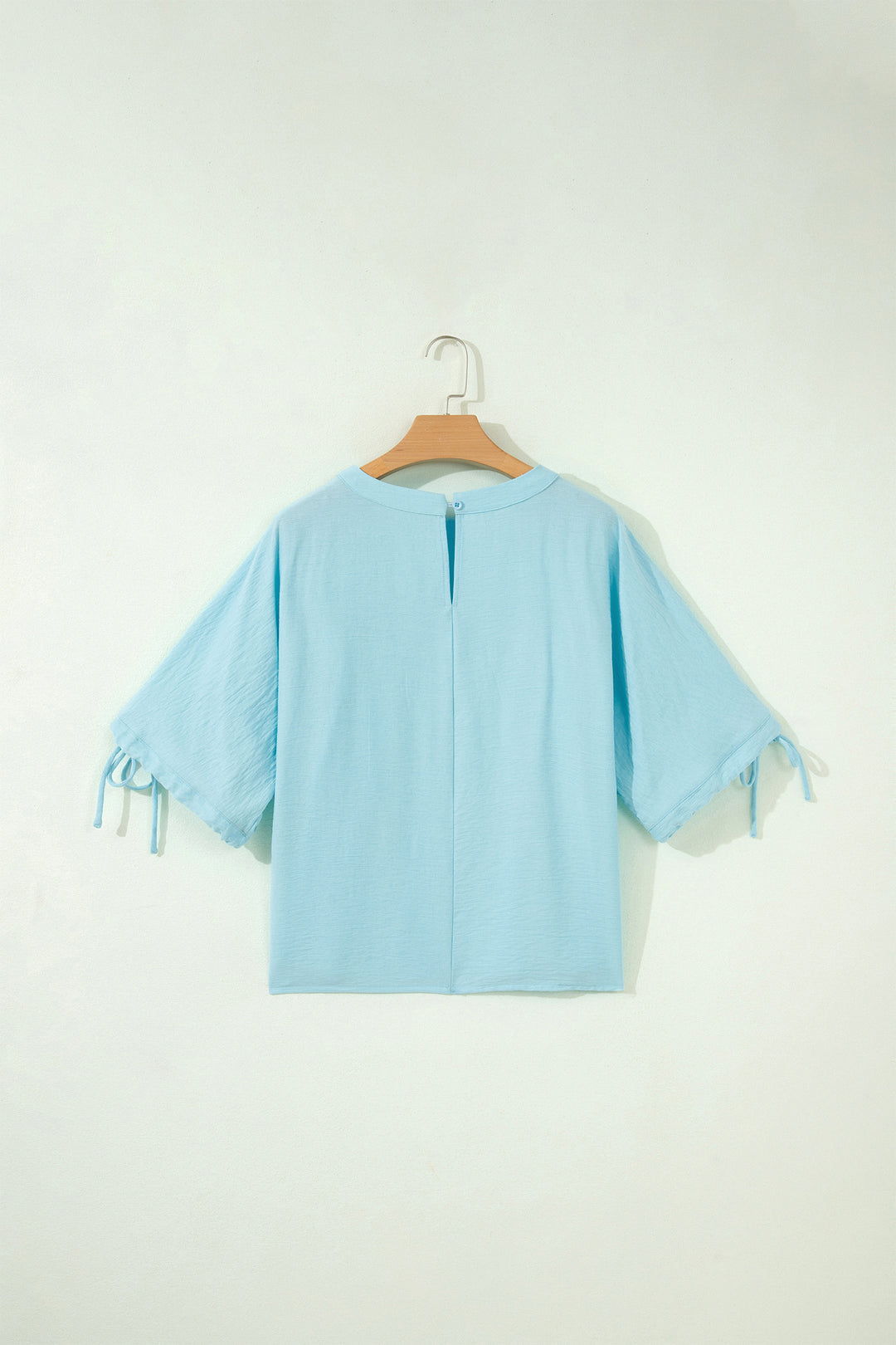 Yellow Cream Tie Half Sleeve Pleated Detail Babydoll Blouse