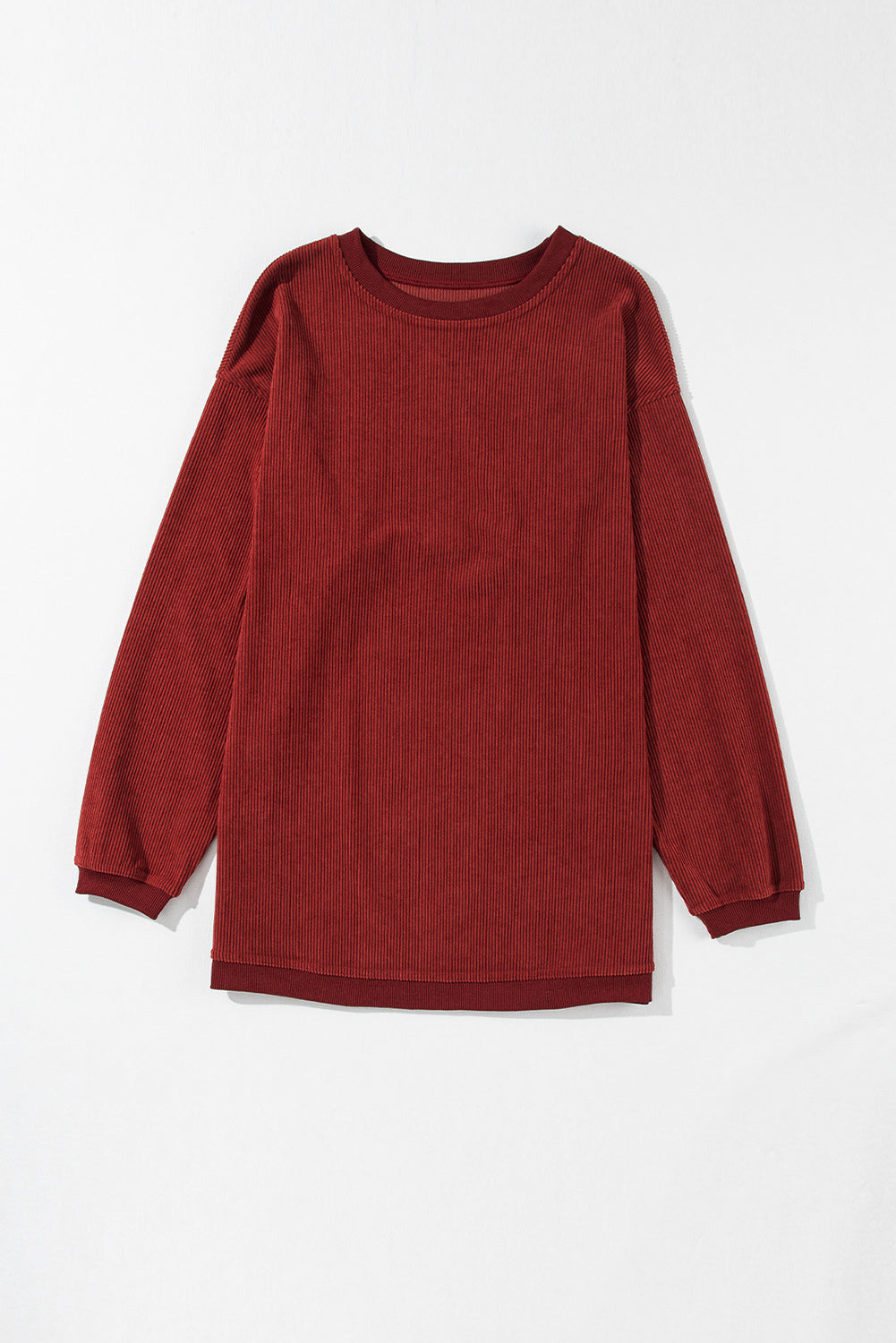 Racing Red Ribbed Corduroy Oversized Sweatshirt