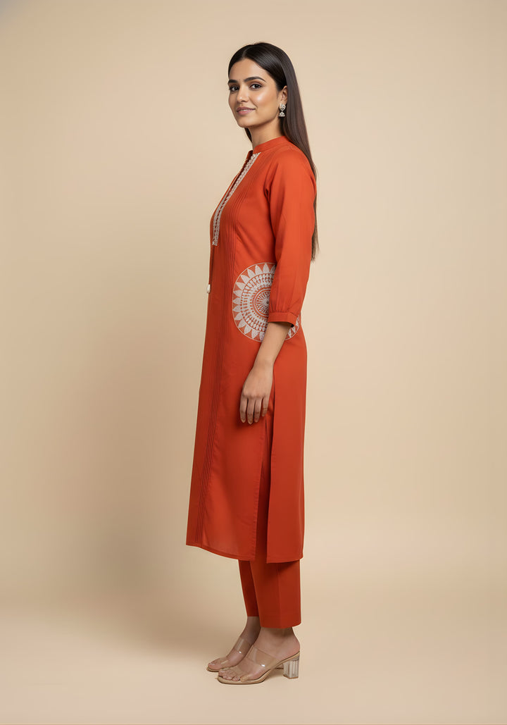 Embroidered Straight Kurta Set with Pants