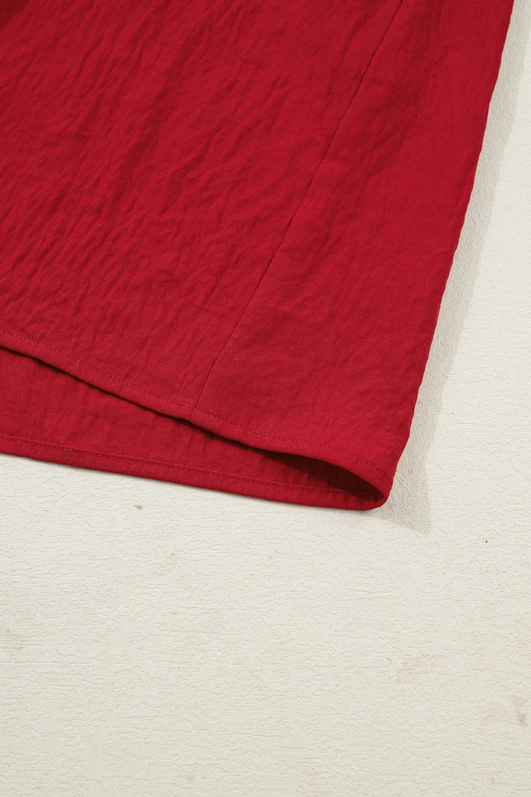 Racing Red Contrast Embroidered Detail Cinched Waist Tiered Long Sleeve Maxi Dress