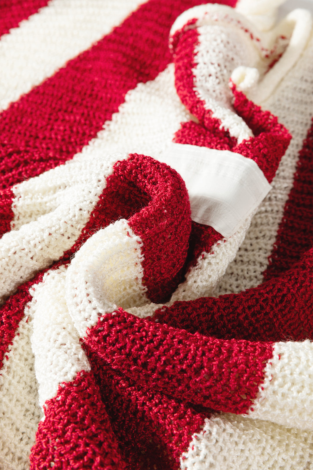 Red Stripe Colorblock V Neck Bracelet Sleeve Sweater