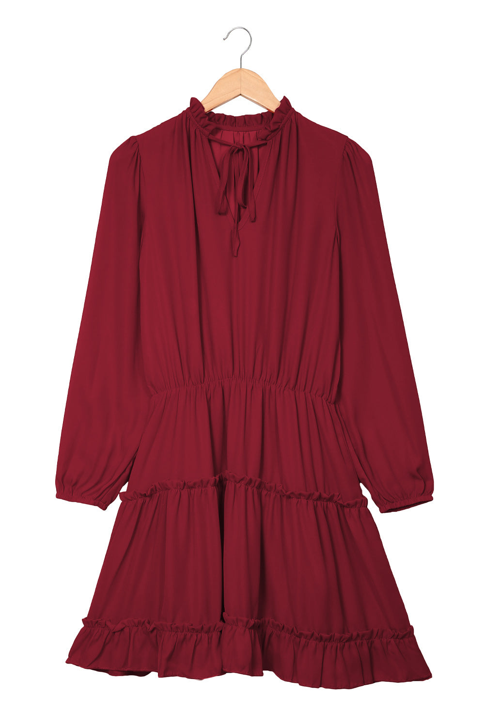 V Neck Long Sleeve Ruffle Tiered Mini Dress | Women