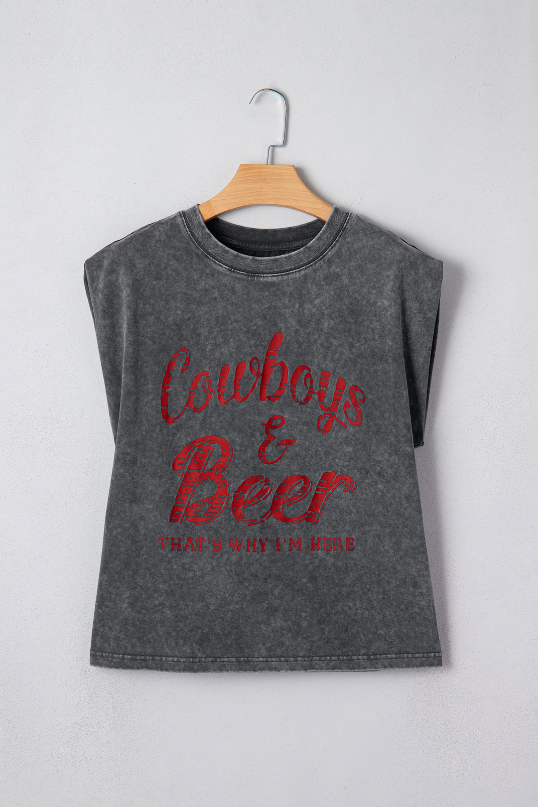 Sleet Cowboy &amp; Beer Western Graphic Mineral Wash Tank Top
