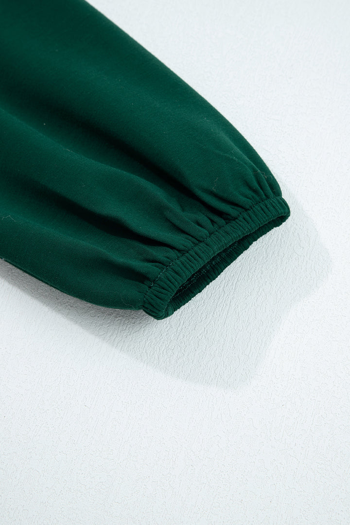 Burgundy Solid Color Ruched Detail Long Sleeve Midi Dress