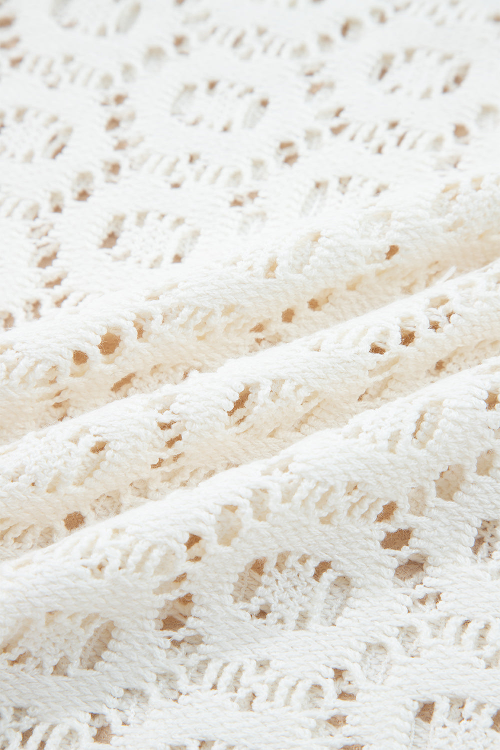 Beige Flower Lace V Neck Ruffled Sleeve Top