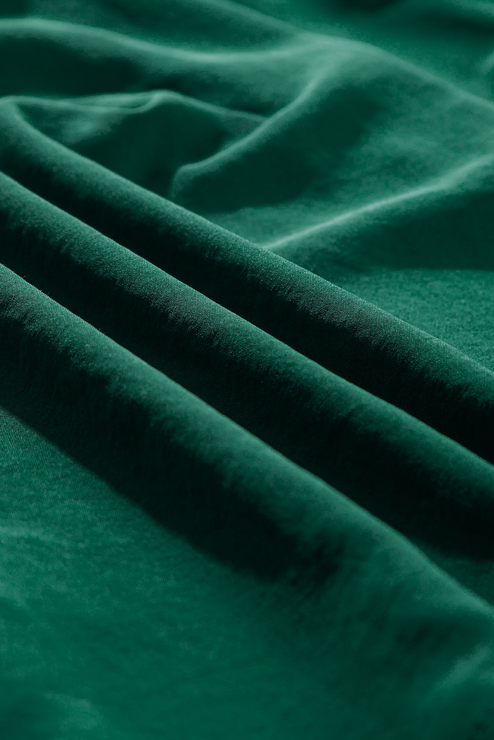 Blackish Green Solid Puff Sleeve Frilled Trim Elegant Blouse