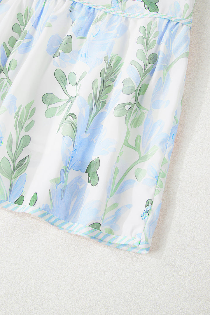 Orange Floral Contrast Edge Layered Short Sleeve Mini Dress