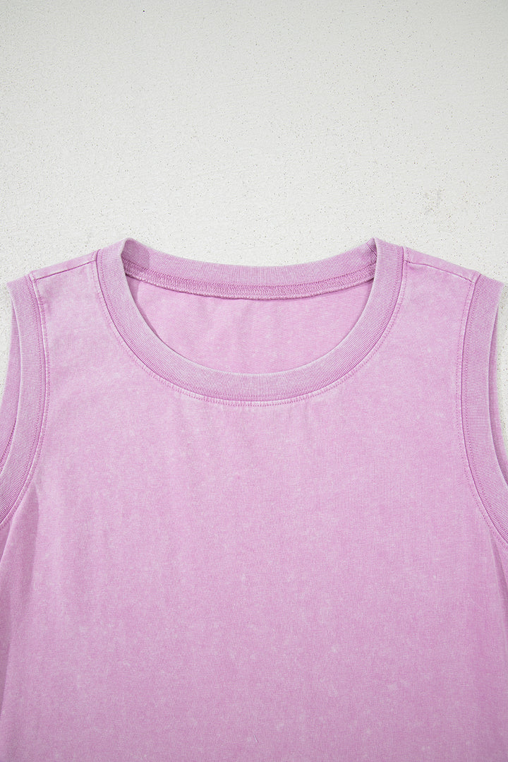 Phalaenopsis Mineral Wash Tank Mini Dress with Pockets