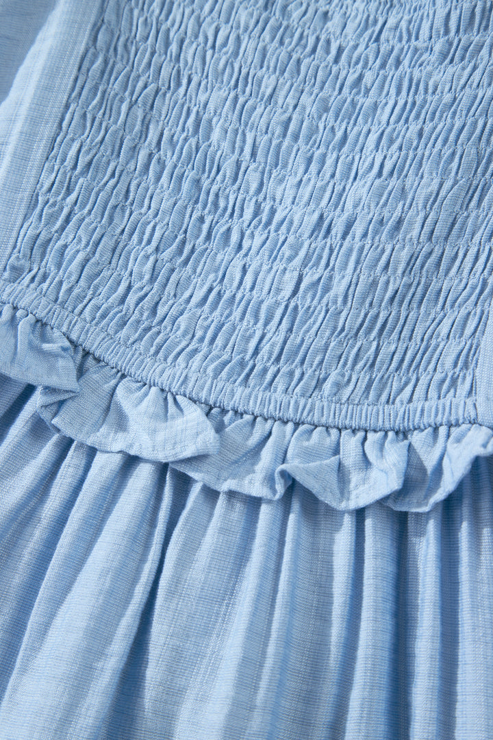 Bonbon Solid Color Ruffle Trim High Waist Sleeveless Maxi Dress