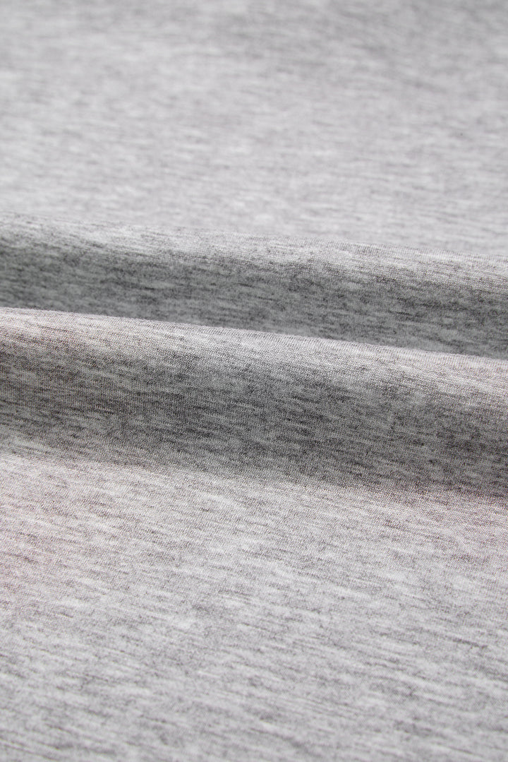 Light Grey Color Block Patchwork V Neck Drawstring Hoodie