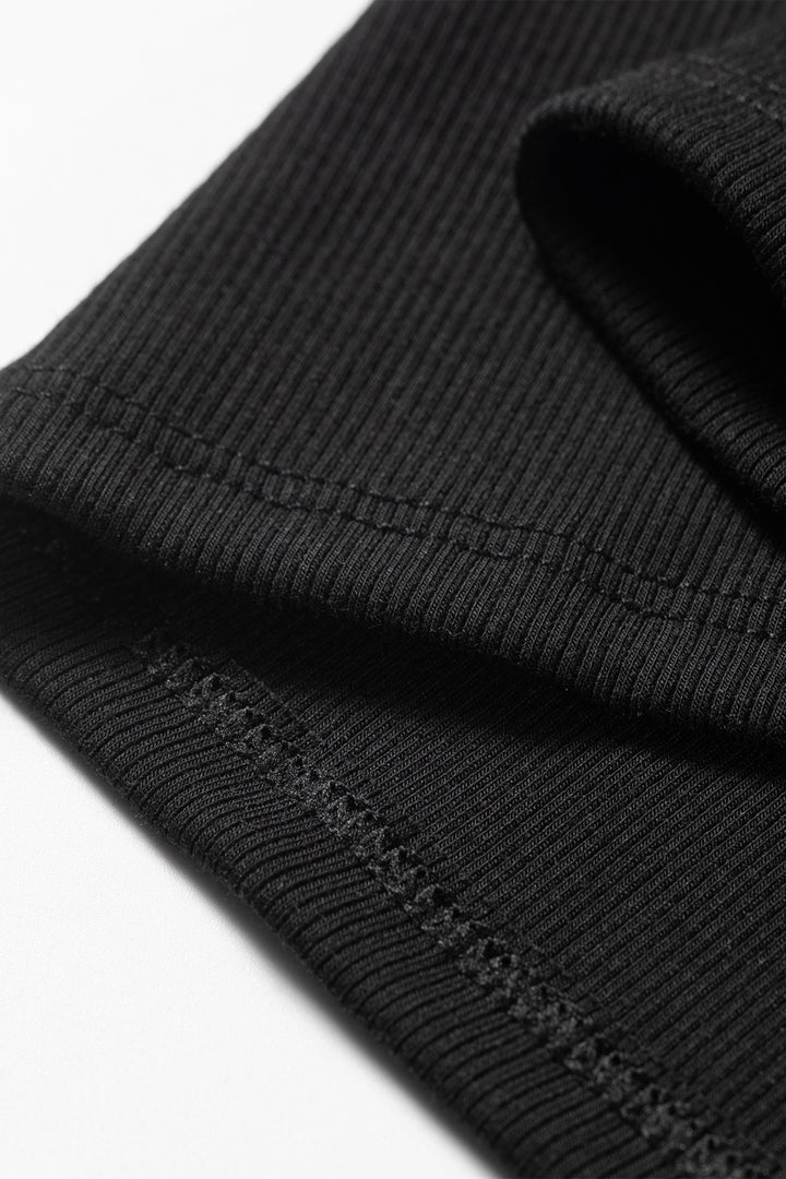 Black Slim Ribbed Padded Tank Top