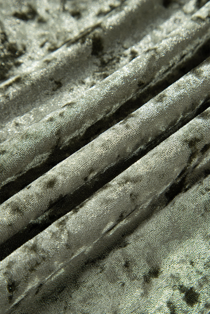 Jungle Green Plus Size Velvet Babydoll Mini Dress with Puff Sleeve