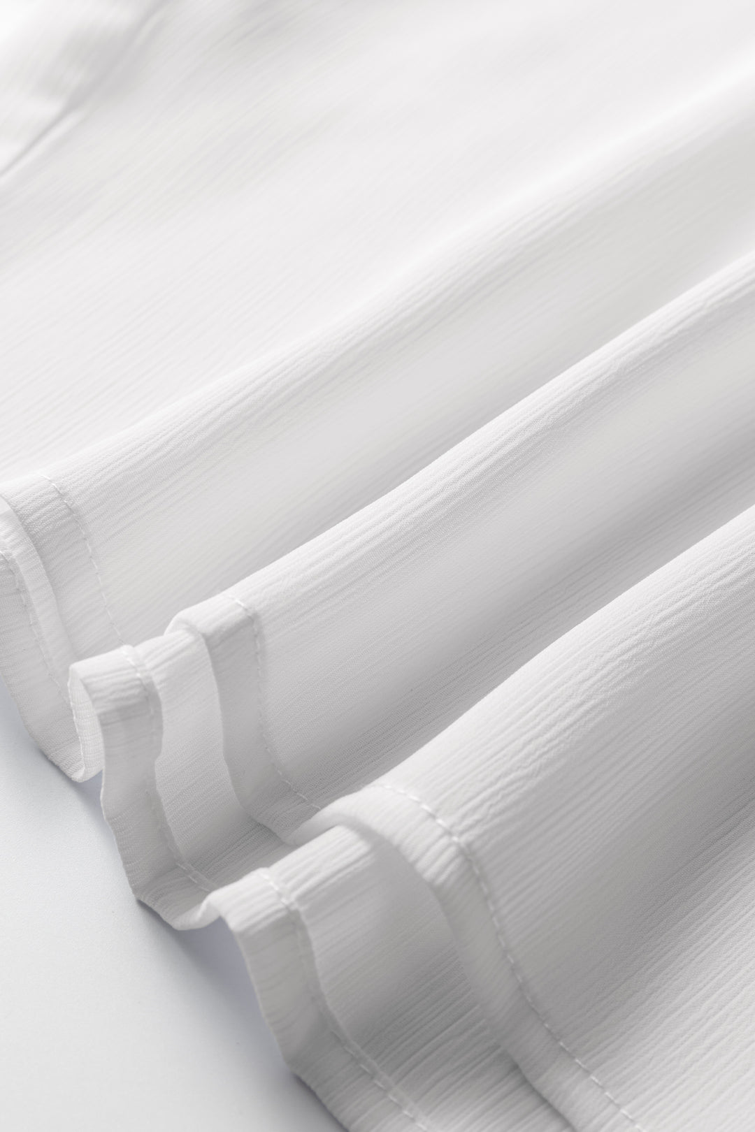 White Smocked Cuffs Semi Sheer Long Sleeve Dolman Blouse