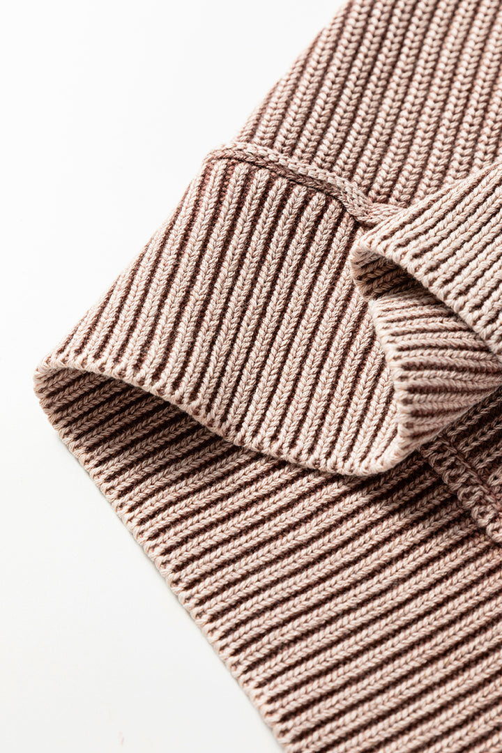 Chestnut Mineral Wash Exposed Seam Patchwork Knit Open Sweater Cardigan