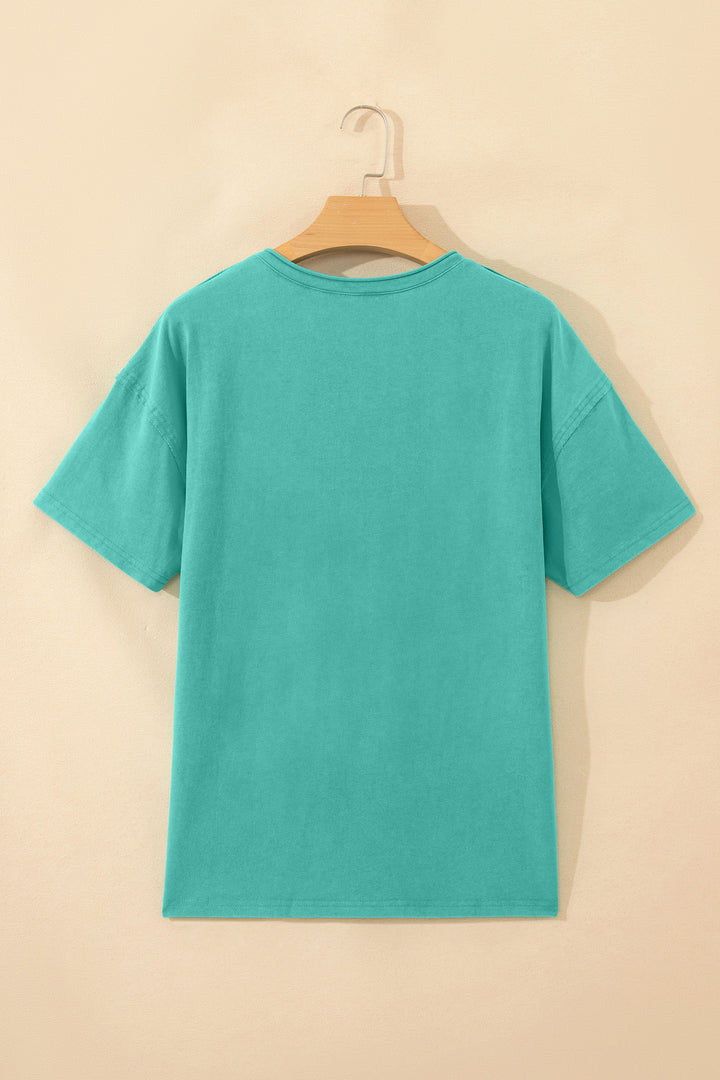 Blue Cotton Mineral Wash T Shirt