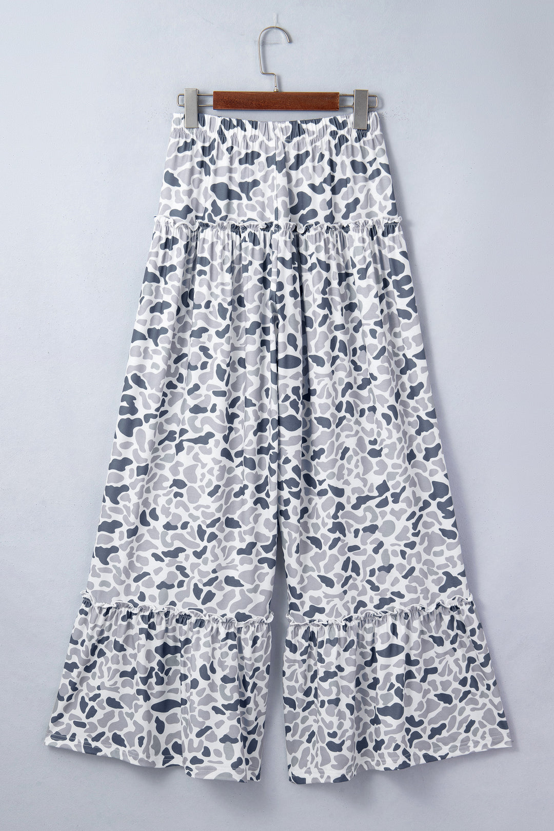 Beige Camo Print Wide Leg Casual Pants