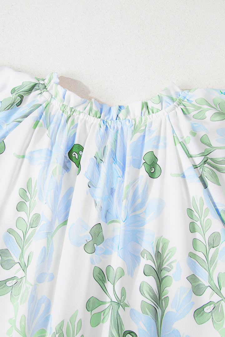 Orange Floral Contrast Edge Layered Short Sleeve Mini Dress