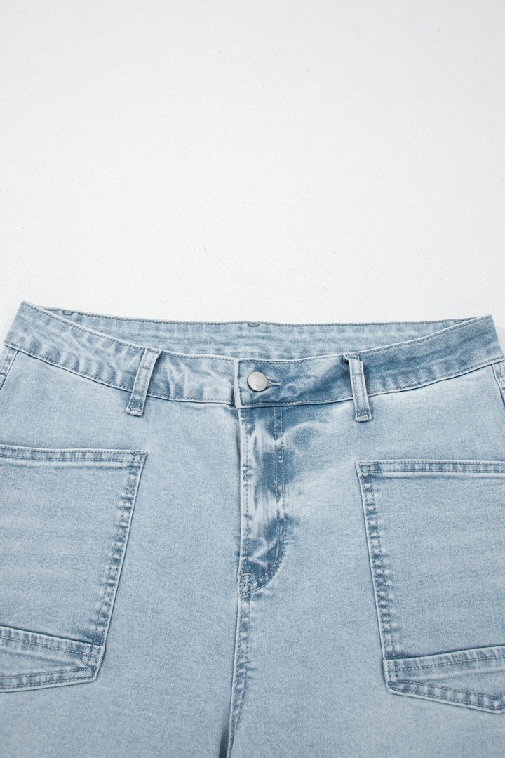 Beau Blue Frayed Cropped Straight Jeans