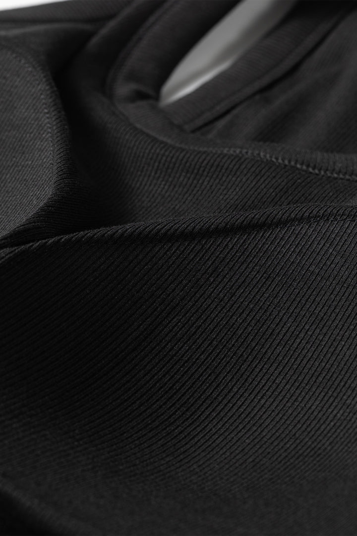 Black Slim Ribbed Padded Tank Top